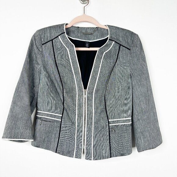 2/$30 White House Black Market Structured Blazer with Piping Gray 6 #A0732 - Picture 3 of 8